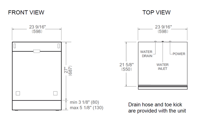 24 inch Dishwasher Tall Tub Panel Ready, 15 place settings, 42 dB, 6 wash cycles | Bertazzoni